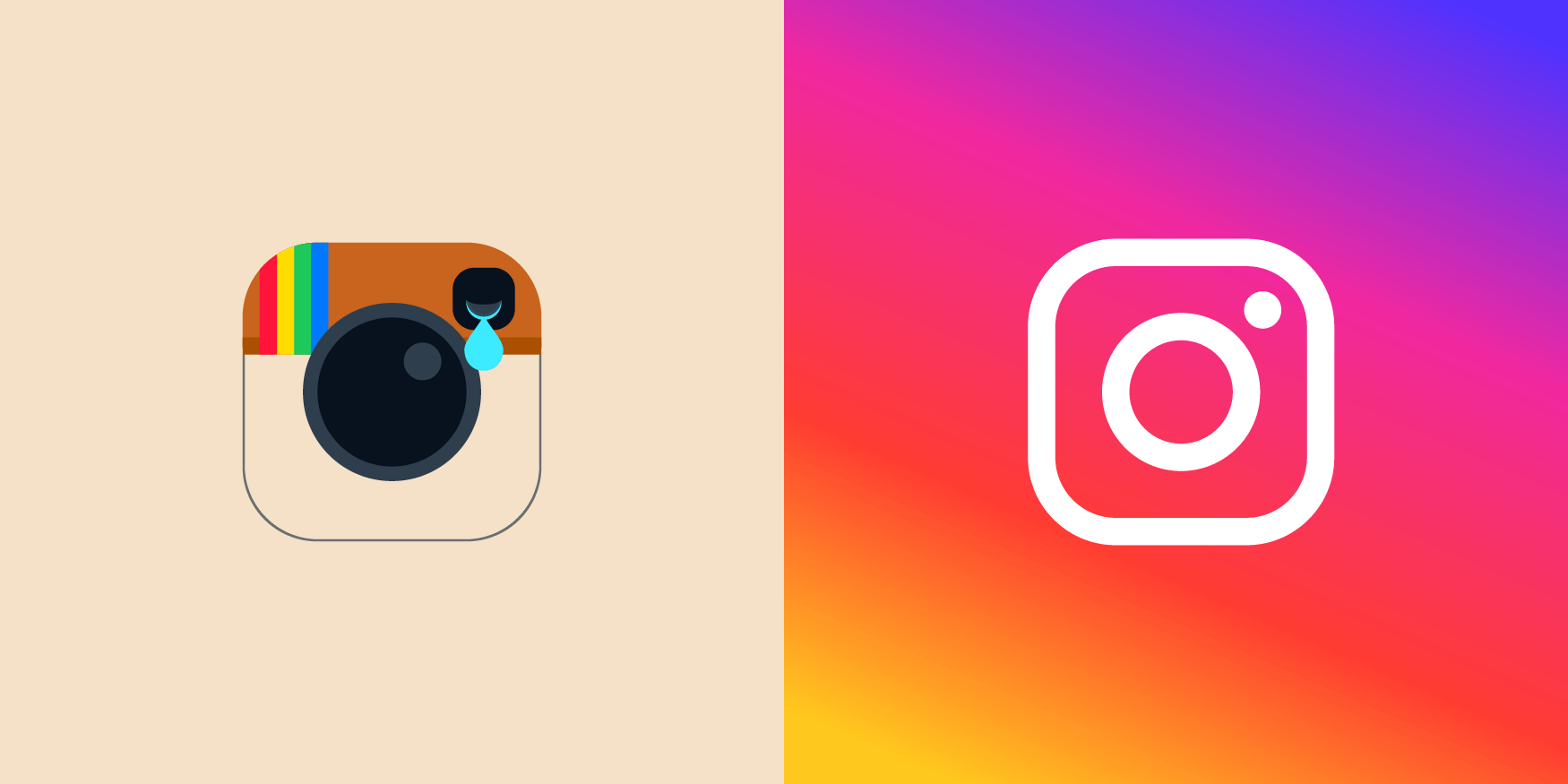 Sad old Instagram logo and the new blank, soulless, Instagram logo